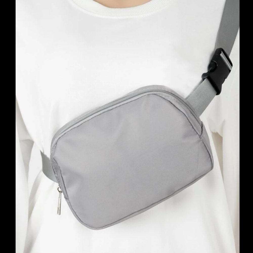 💙 Gray Double Pockets Release Buckle Adjustable Strap Fanny Pack